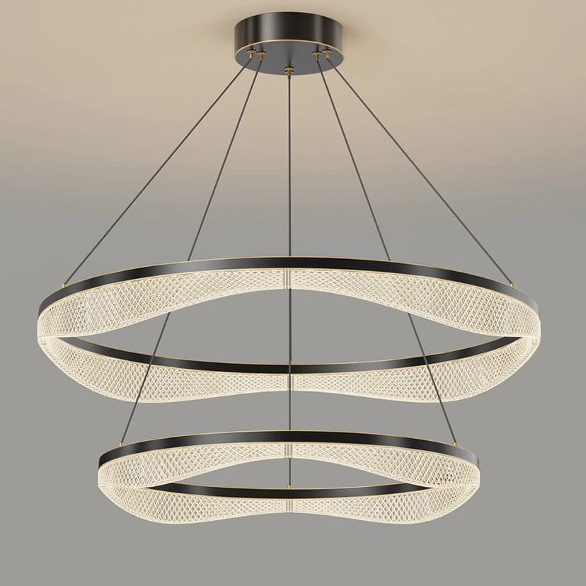 Two Tier Ring Chandelier with Acrylic LED Diffuser for Dining