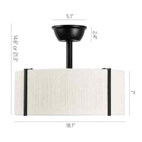 18.1 inch black drum shade fandelier ceiling fan dimensions and adjustable hanging height