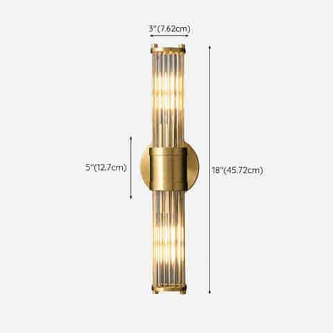 18 inch double ended brass finish glass rod wall sconce dimension diagram