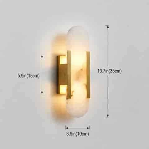 13.7 inch natural alabaster wall sconce with vertical capsule shaped shade