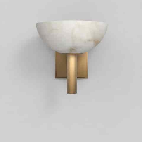 Modern natural alabaster wall sconce with gold finish metal frame