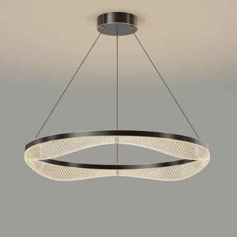 Modern Ring Chandelier in Black Gold with Acrylic LED Diffuser